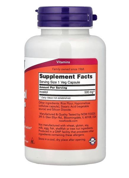 Інозитол Now Foods (Inositol Capsules) 500 мг, 100 капсул in0003 фото