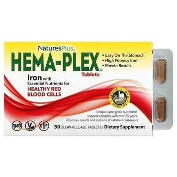 Hema-Plex, залізо, 30 таблеток із повільним вивільненням 209 фото