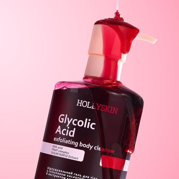 Відлущувальний гель для очищення тіла HOLLYSKIN Glycolic Acid з гліколевою кислотою й екстрактом кленового соку 450 фото