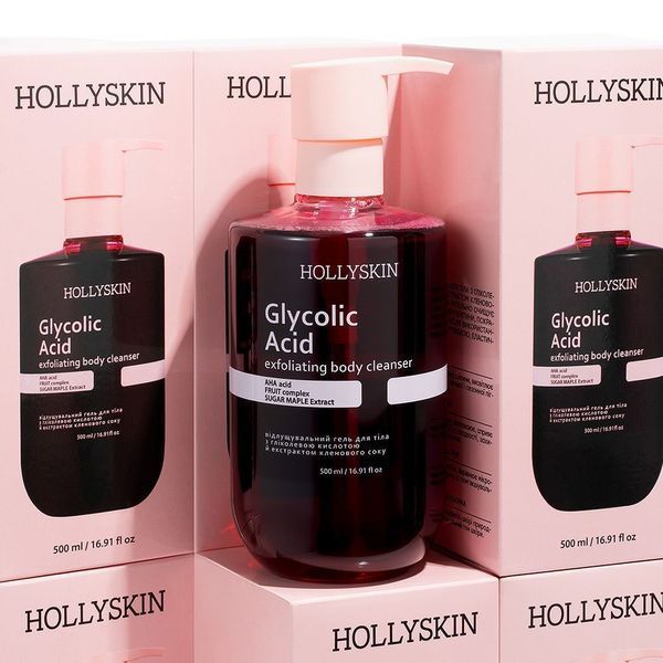 Відлущувальний гель для очищення тіла HOLLYSKIN Glycolic Acid з гліколевою кислотою й екстрактом кленового соку 450 фото