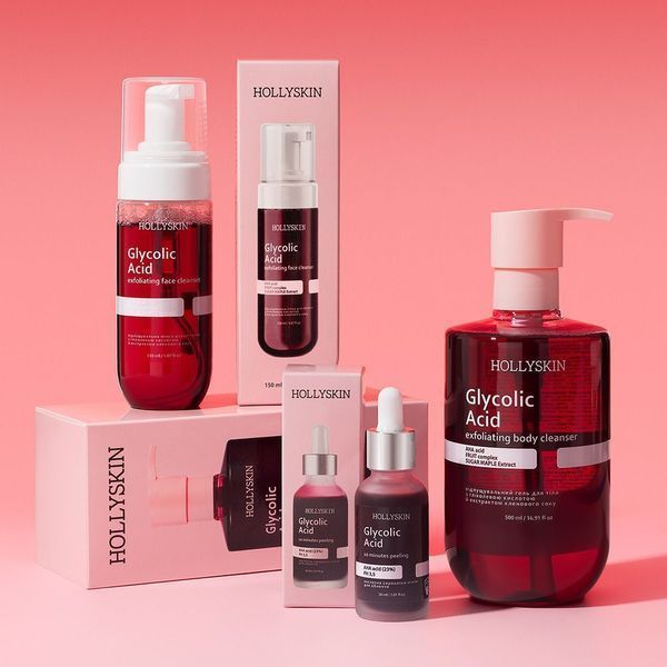 Відлущувальний гель для очищення тіла HOLLYSKIN Glycolic Acid з гліколевою кислотою й екстрактом кленового соку 450 фото