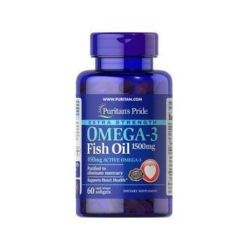 Омега-3 риб'ячий жир, Omega-3 Fish Oil, Puritan's Pride, 1500 мг, 450 мг активного, 60 гелевих капсул 0104 фото