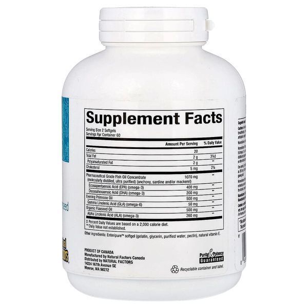 Жіноча Омега 3 Natural Factors, WomenSense&reg;, RxOmega-3, 120 капсул Enteripure&trade; 427 фото