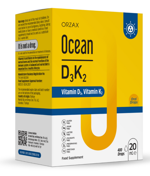 Дієтична добавка з вітаміном D та вітаміном K2 (Менакінон-7) Orzax Ocean D3K2, 20 мл orz2 фото