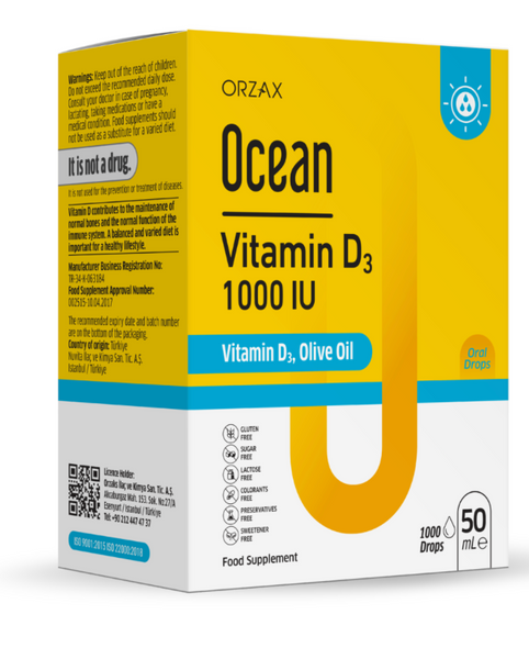 Рідка форма Вітаміну D3 Orzax Ocean Vitamin D3 1000 IU краплі, 50 мл orz3 фото
