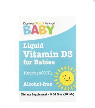 California Gold Nutrition, вітамін D3 у краплях для малюків, 10 мкг (400 МО), 10 мл (0,34 рідк. унції) 245 фото