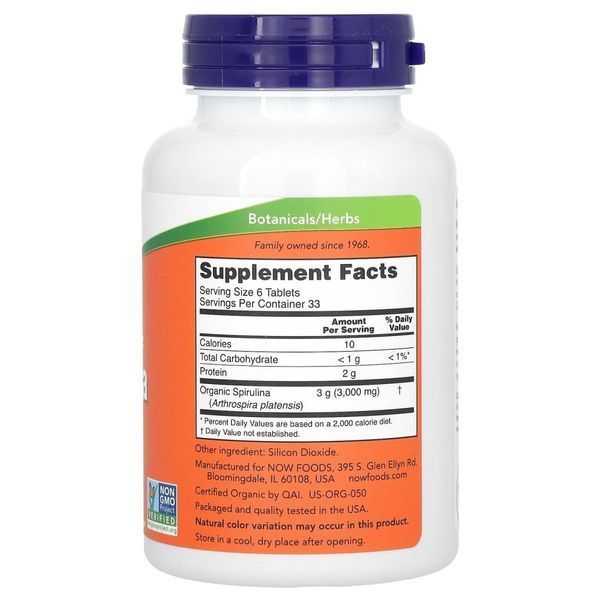 Спіруліна Now Foods (Spirulina), 500 мг, 200 таблеток s0001 фото