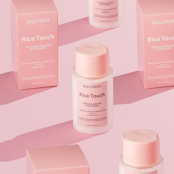 Тонер для підтримки мікробіому шкіри HOLLYSKIN Rice Touch з екстрактом центели азійської і рисом 479 фото