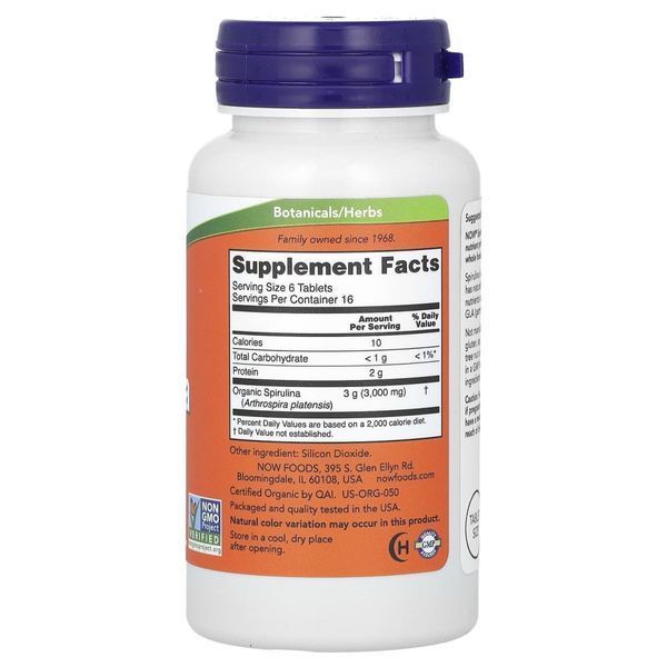 Спіруліна NOW Foods Spirulina 500 мг, 100 таблеток s0002 фото
