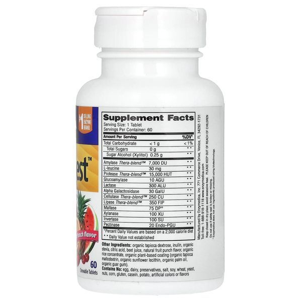 Enzymedica, Kids Digest, добавка для підтримки травлення, зі смаком фруктового пуншу, 60 жувальних таблеток 441 фото