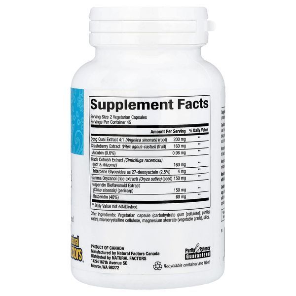 Natural Factors, WomenSense&reg;, MenoSense&reg;, засіб для підтримки в період менопаузи, 90 вегетаріанських капсул 442 фото
